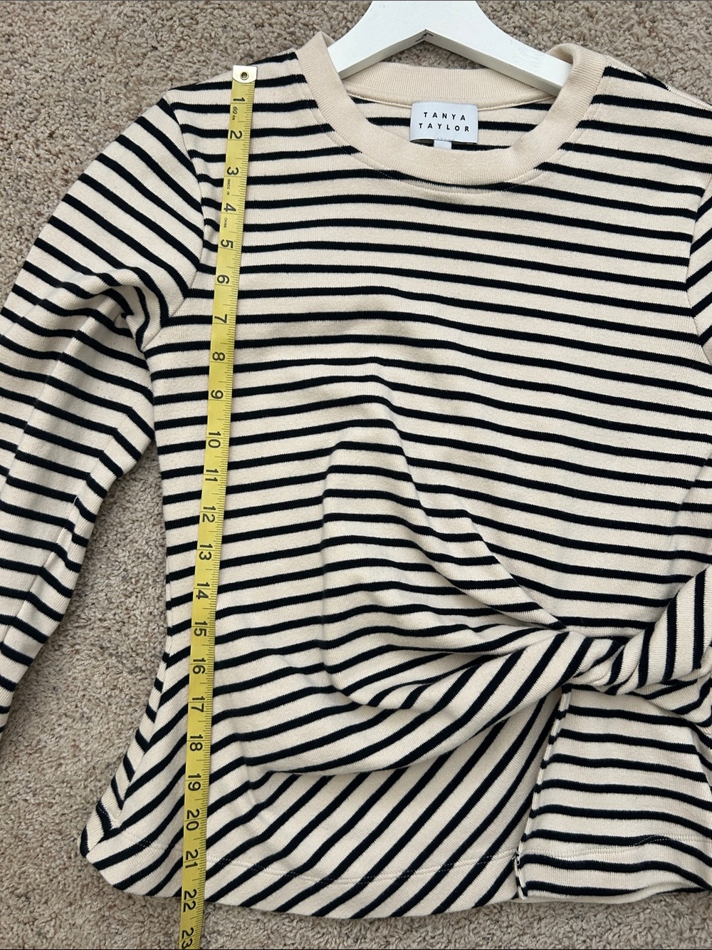 Tanya Taylor Carlita Top Cream and Black Striped Knit - Picture 5 of 11
